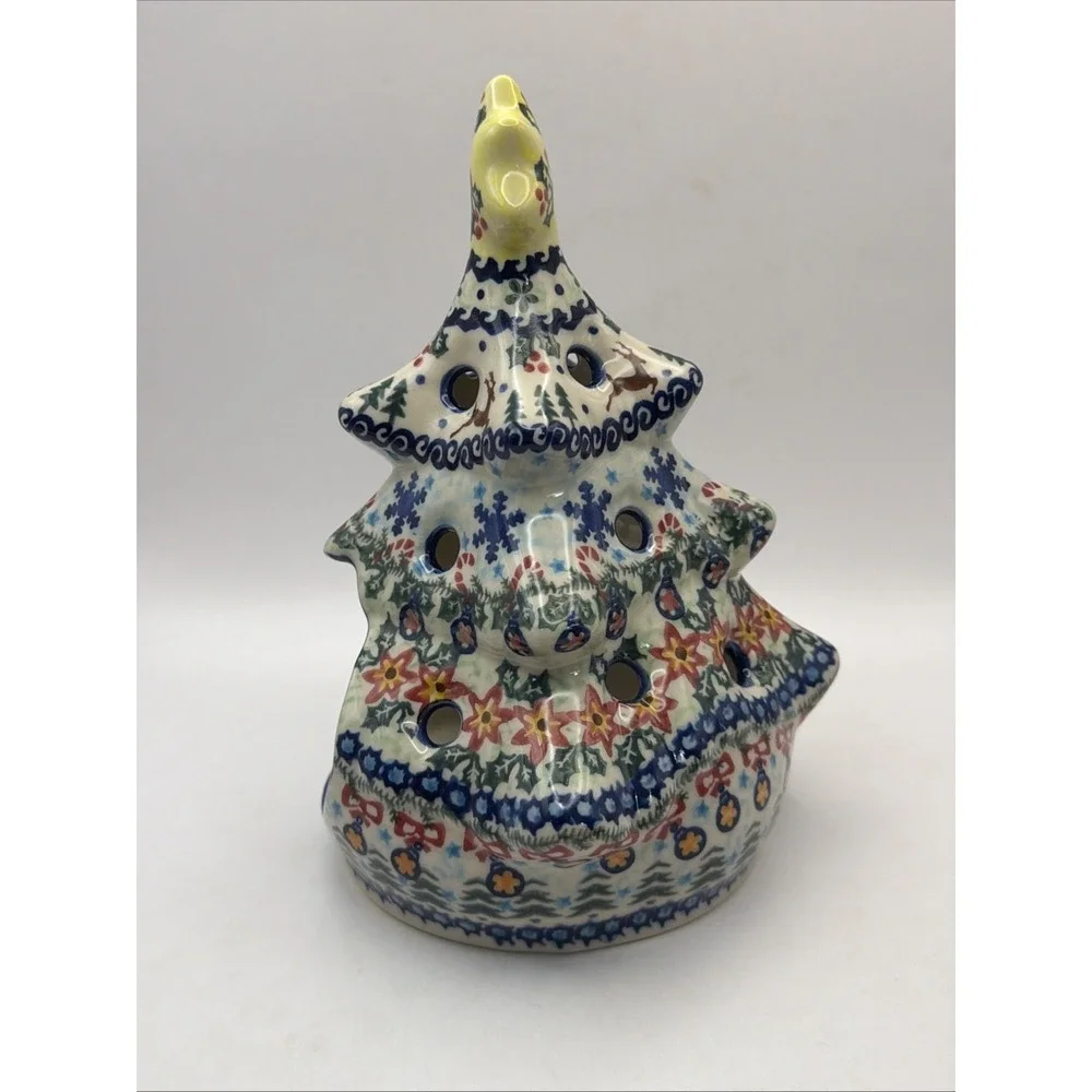 Vena Polish Pottery Christmas Tree Votive 8.5